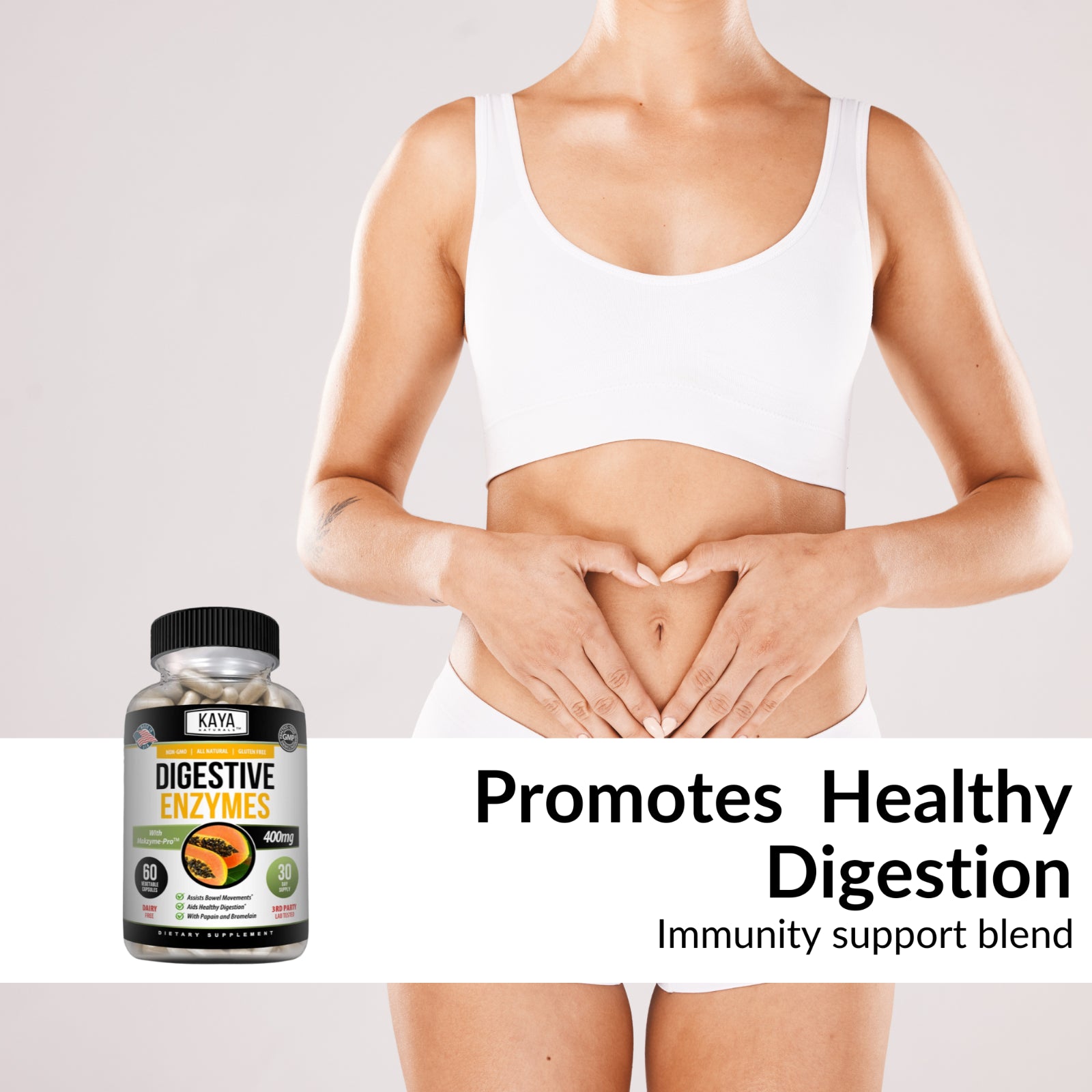 Enzimas Digestivas Kaya Naturals con Prebióticos y Probióticos