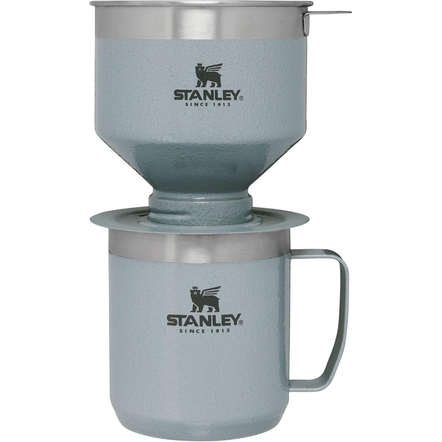 Perfect Brew Pour over Set | 12 Oz Camp Mug with Lid Included | Drip Coffee Maker with Reusable Filter | Insulated Stainless Steel | Bpa-Free | Hammertone Silver