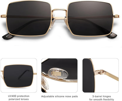 Lentes de Sol Polarizados SOJOS SJ1168, Rectangulares Poligonales Retro Vintage, Unisex UV400 para Hombres y Mujeres