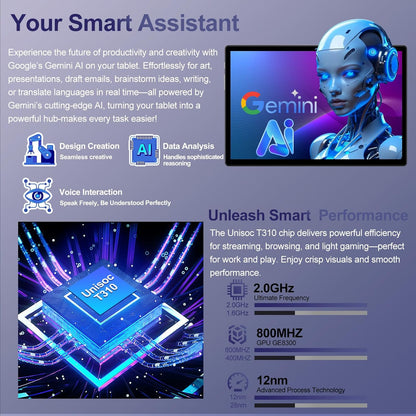 2025 Android 15 Tablet with Keyboard | Gemini AI, 30GB+128GB Octa-Core Electronics Tablets W/ 10 Inch IPS HD Display, 8000Mah, 5G Wifi, 1TB Expand, Mouse+Case, BT 5.0, Widevine L1, Metal Body -Black