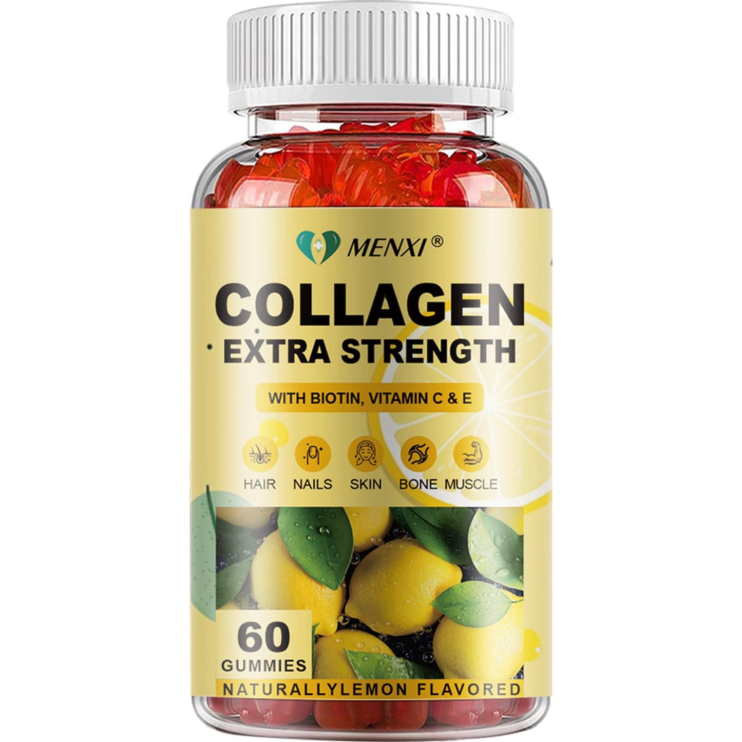 Menxi Gomitas de Colágeno Hidrolizado Premium – Antienvejecimiento con Biotina, Vitamina C, Zinc y Vit E