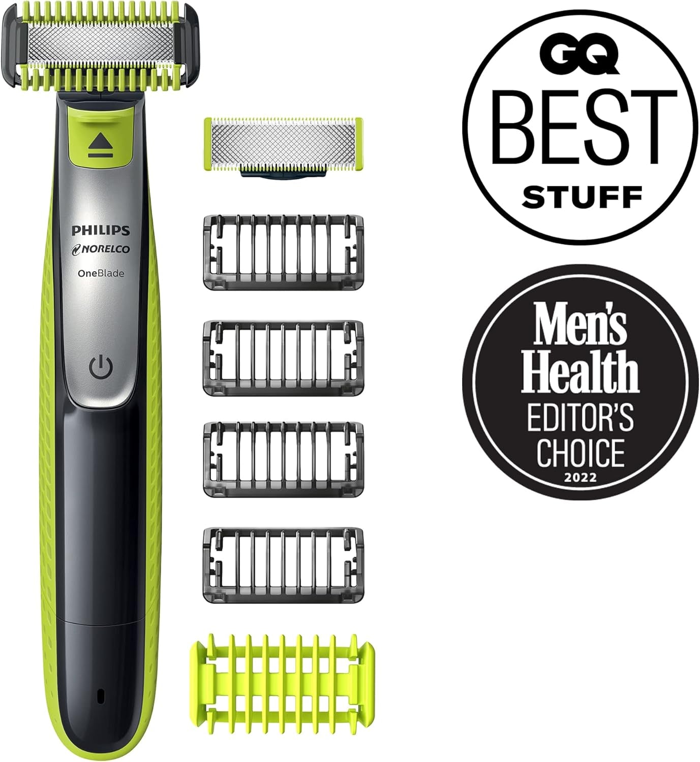 Philips OneBlade Face + Body (QP2630/70) | Recorta, Perfila y Afeita Cualquier Longitud – Uso Húmedo/Seco, 2 Cuchillas, Skin Guard, 4 Peines, 60 min