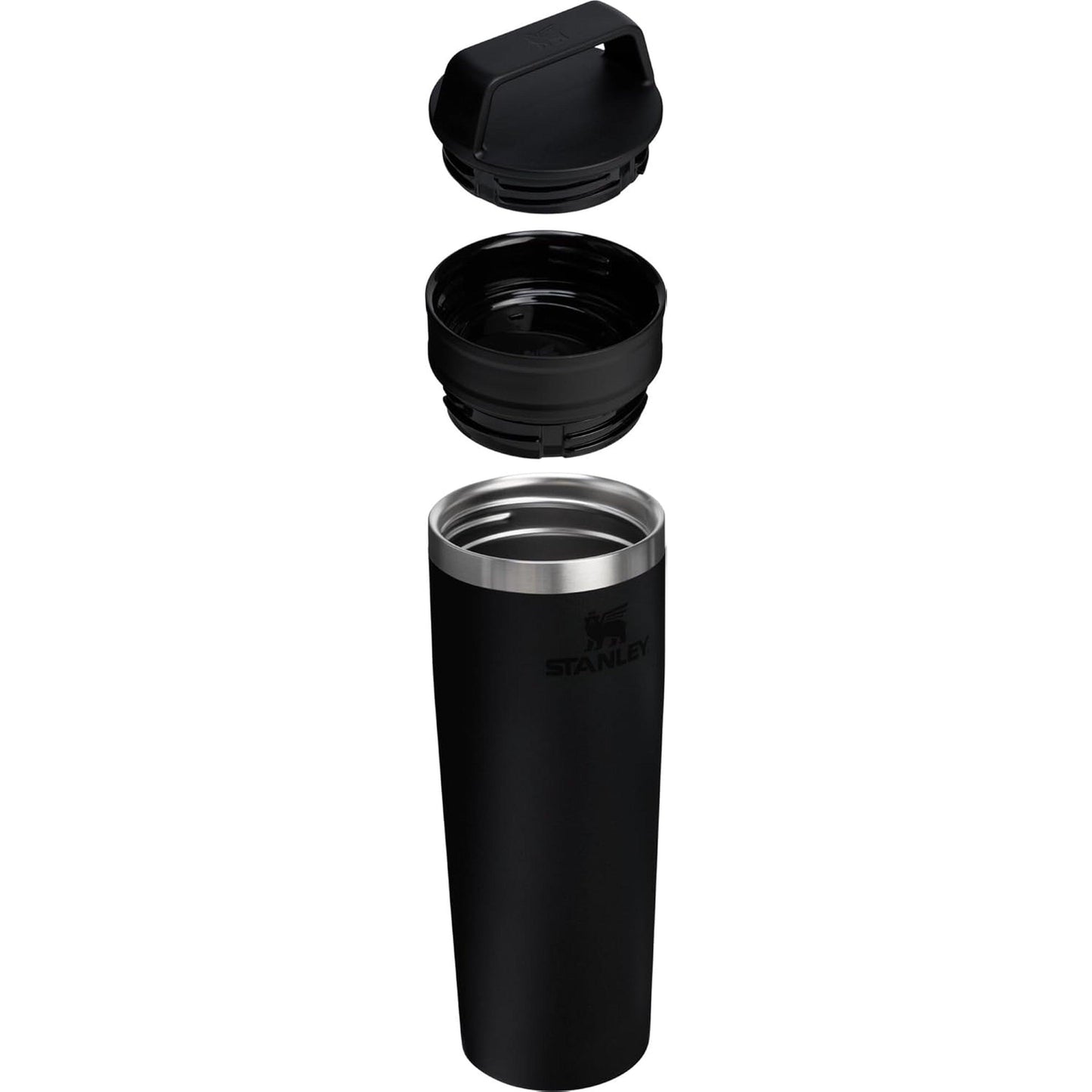 Cafe to Go Travel Mug 20 Oz | Leakproof Two-Part Drink through Lid | Tumbler Cup for Coffee, Tea and Drinks | Insulated Stainless Steel Coffee Mug | Bpa-Free | Black 2.0