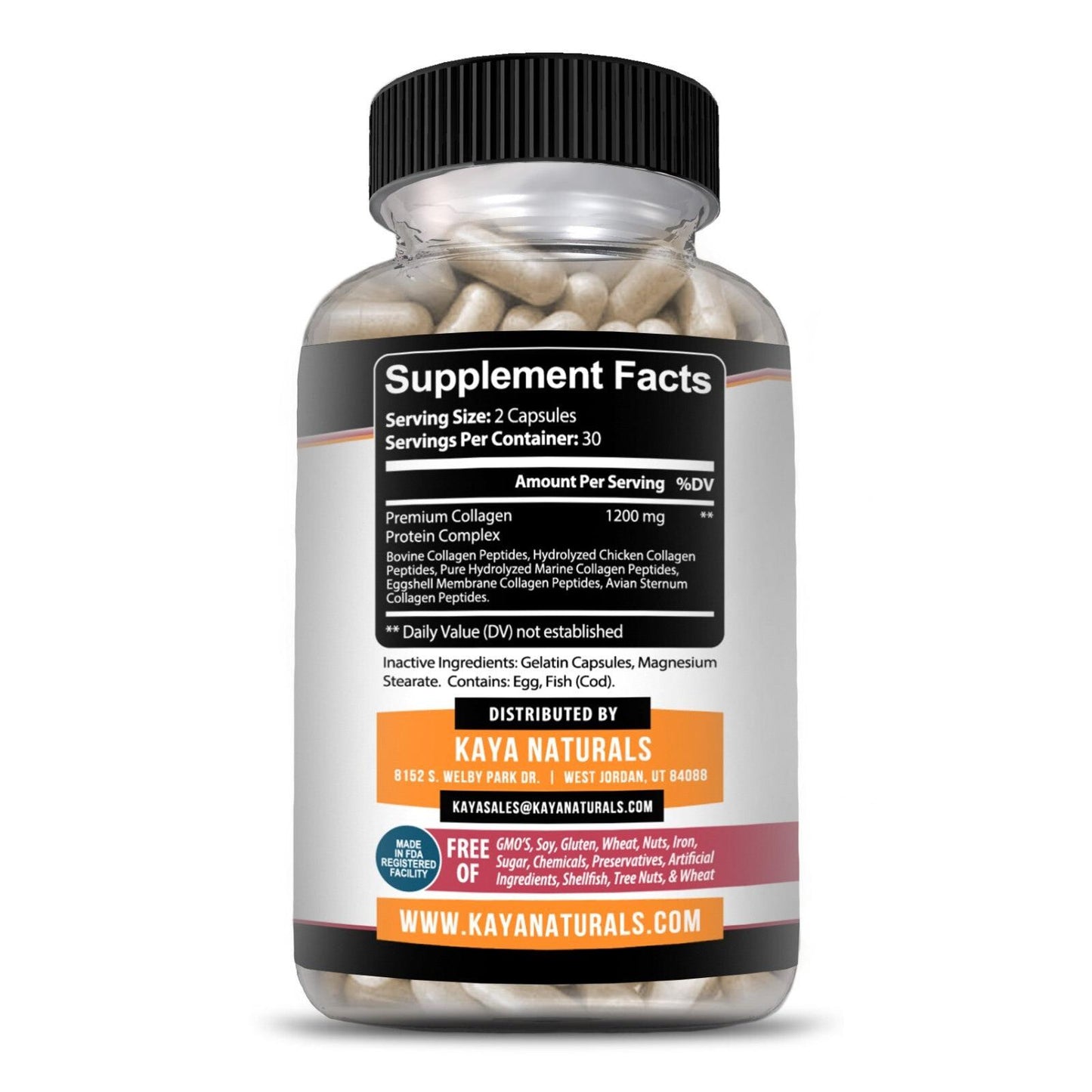 Kaya Collagen Peptides + Ácido Hialurónico – 1200 mg | Cápsulas