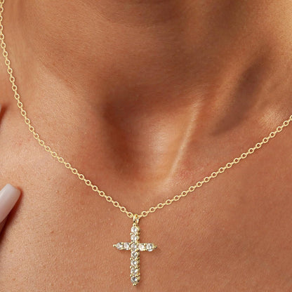 Collar Doble Cruz para Mujer – Choker con Dije de Cruz, Baño de Oro 14K / Plata Esterlina, Collar en Capas de Moda Elegante