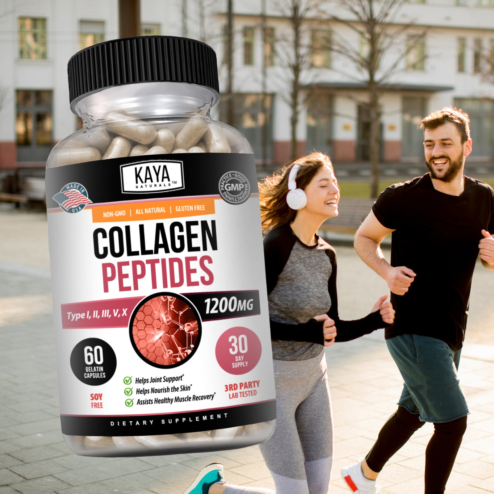 Kaya Collagen Peptides + Ácido Hialurónico – 1200 mg | Cápsulas
