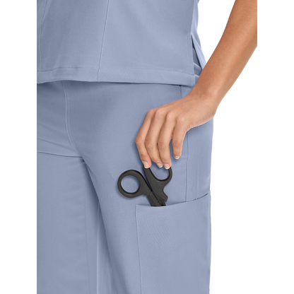 Set Uniforme Médico | Camiseta con Cuello en V y Pantalones de Pierna Recta con Bolsillos | Ropa de Trabajo Unisex | Color: Gris