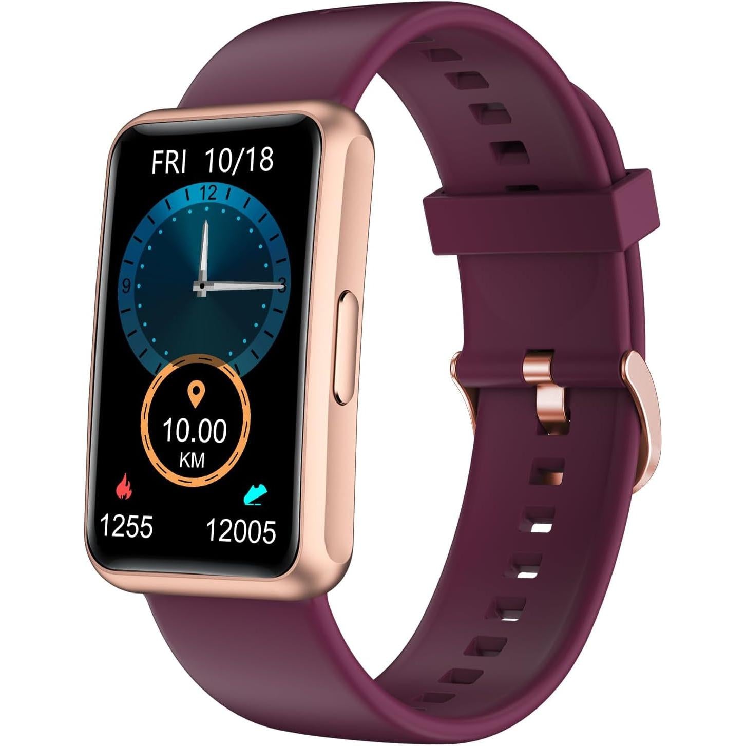 Fitness Tracker No Bluetooth No APP No Phone Needed, Fitness Watch for Men Women Parents IP68 Waterproof with Full Touch Screen Steps Calories Counter Sleep Tracker Alarm Clocks (Purple)