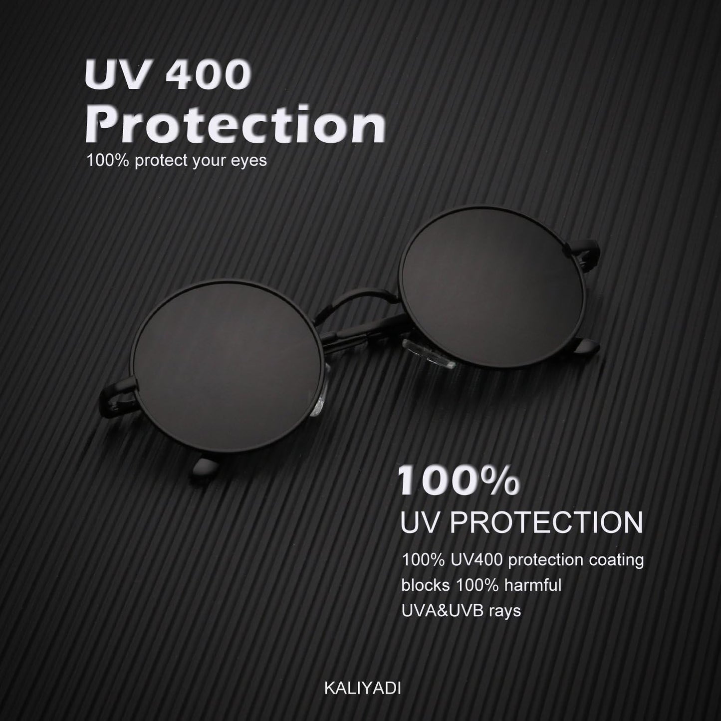 KALIYADI round Polarized Sunglasses for Men Women Retro Metal Hippie Circle Style Sun Glasses UV Protection