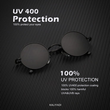 KALIYADI round Polarized Sunglasses for Men Women Retro Metal Hippie Circle Style Sun Glasses UV Protection