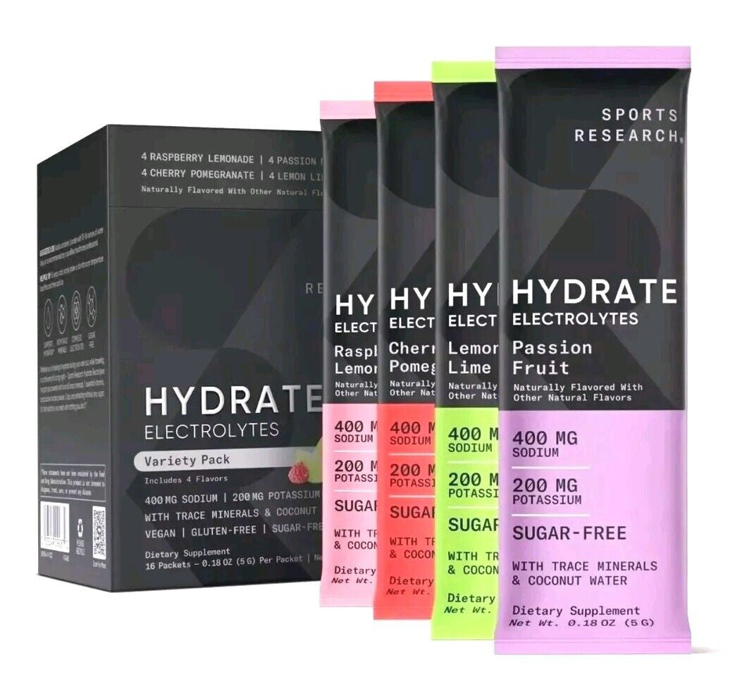 Sports Research Hydrate Electrolytes – Pack Variedad (16 sobres) Sin Azucar