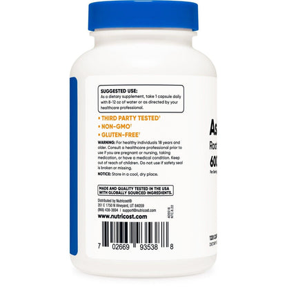 Nutricost Ashwagandha Root Suplemento 600 mg | 120 Cápsulas