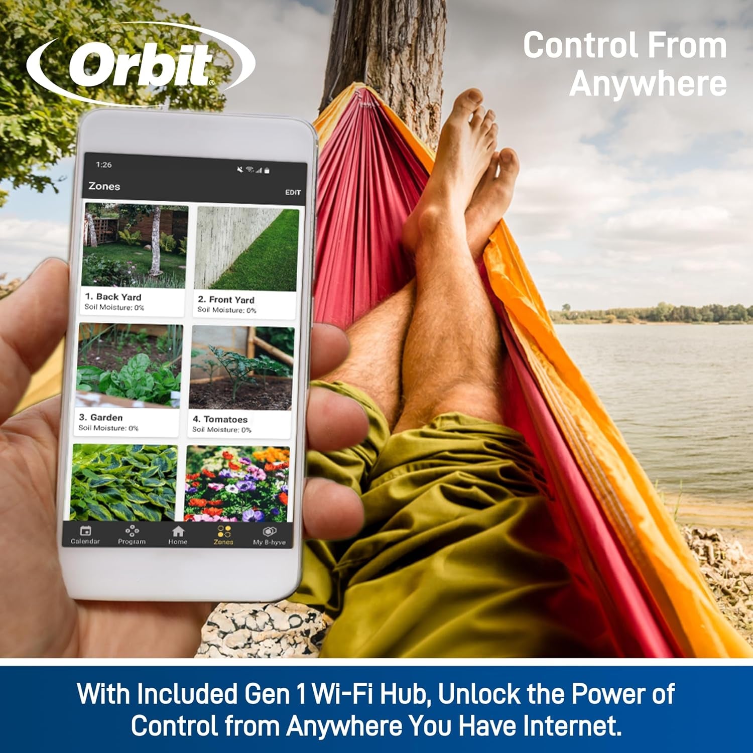 Temporizador inteligente para manguera Orbit B-hyve con Wi-Fi Hub