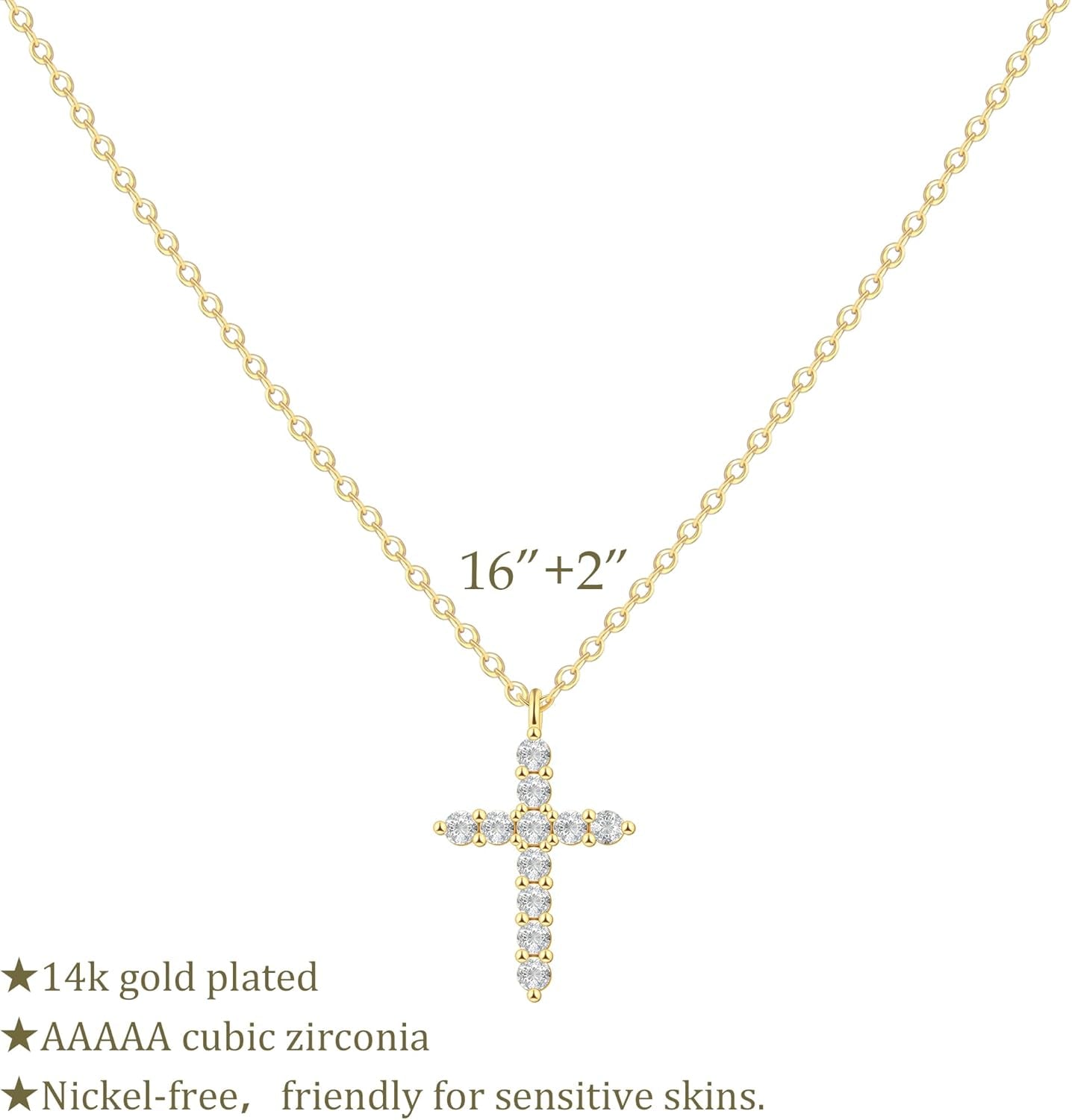 Collar Doble Cruz para Mujer – Choker con Dije de Cruz, Baño de Oro 14K / Plata Esterlina, Collar en Capas de Moda Elegante