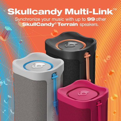 Skullcandy Terrain – Bocina Bluetooth portátil | IPX7 impermeable, radiadores pasivos duales, 14 h de batería, correa de muñeca de nailon, True Wireless Stereo