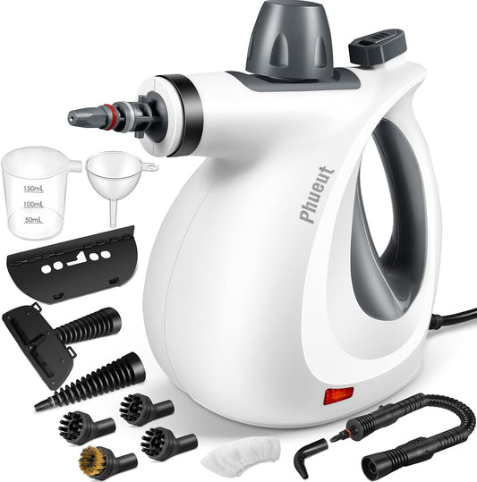 Limpiador a Vapor Portátil y Presurizado Multiusos para el Hogar – Con 12 Accesorios Incluidos