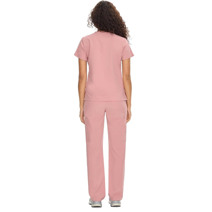 Set Uniforme Médico | Camiseta con Cuello en V y Pantalones de Pierna Recta con Bolsillos | Ropa de Trabajo Unisex | Color: Rosa
