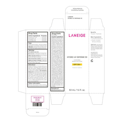 LANEIGE Protector solar Hydro UV Defense SPF 50+: hipoalergénico y dermatólogo, protección solar coreana de amplio espectro sin yeso blanco