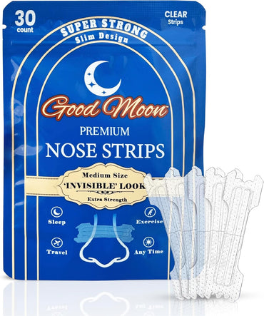 Tiras Nasales Invisibles Premium x30 – Extra Fuerte | Antirronquidos, Alivio de Congestión y Alergias | Diseño Transparente y Discreto para Dormir Mejor, Ejercicio y Uso Diario – Tamaño S/M