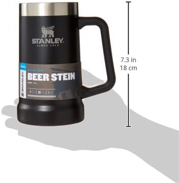 Stay-Chill Beer Stein 24 Oz | Heavy Duty Big Grip Handle | Beer Tumbler Drink Cup, Holds 2 Cans | Insulated Stainless Steel Party Mug | Bpa-Free | Matte Black