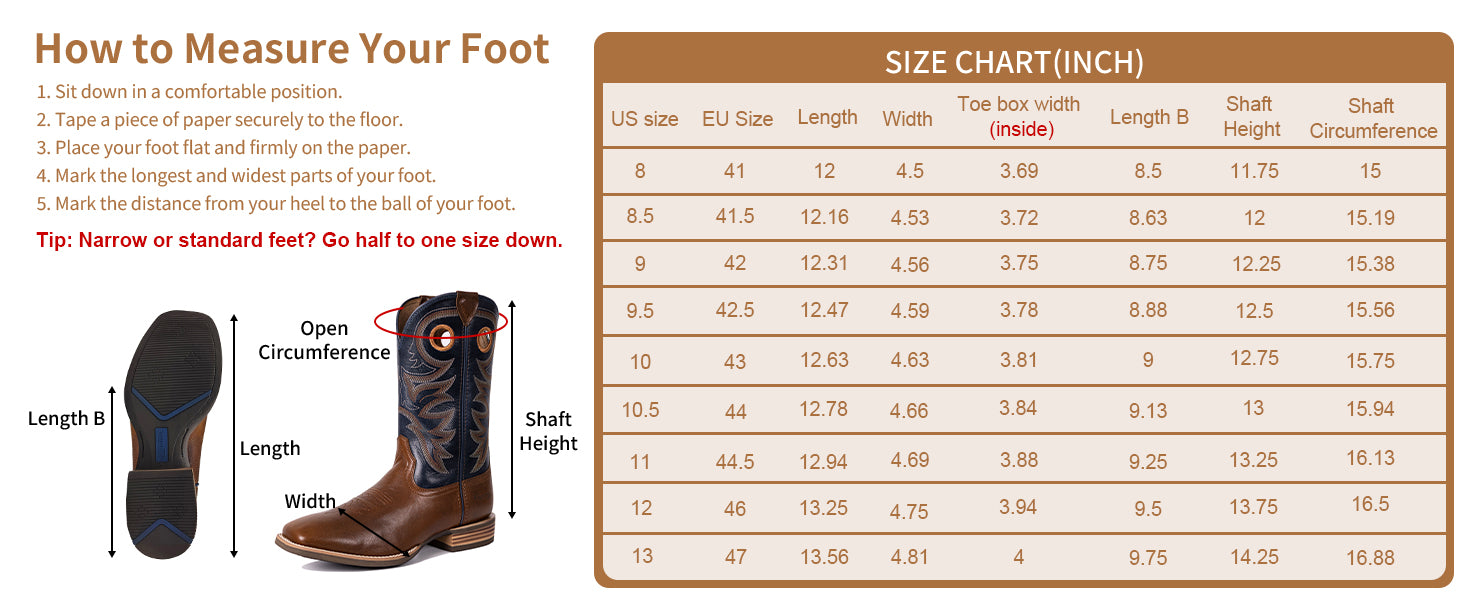 Botas vaqueras toro con punta cuadrada| Masculinas | Botas patriotas de cuero genuino con bordado clásico