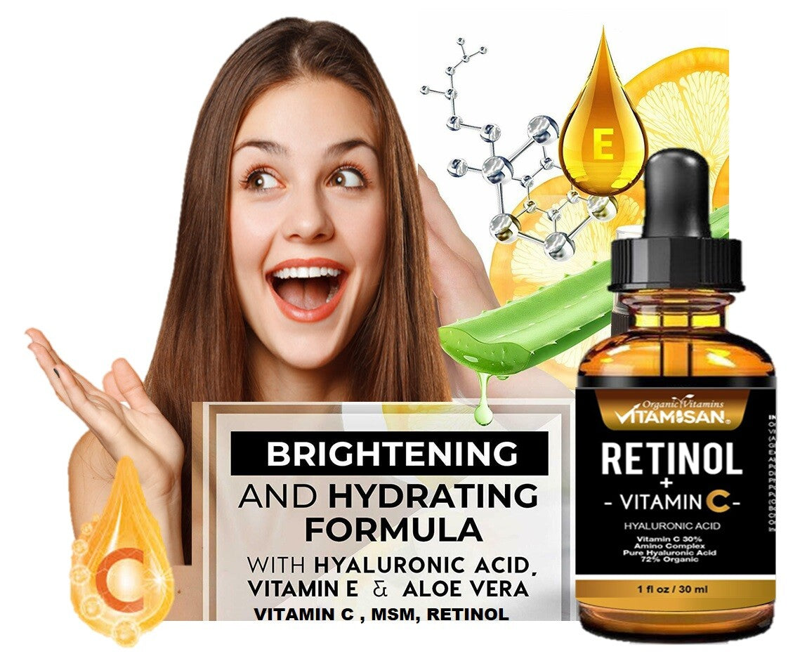 Serum Facial Antiage Vit C 30% + Retinol 5% + Ácido Hialurónico + Vit E – 30 ml | VITAMISAN®