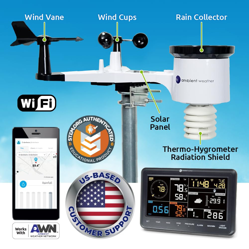 Estación Meteorológica Inteligente Ambient Weather WS-2902 con Conexión WiFi