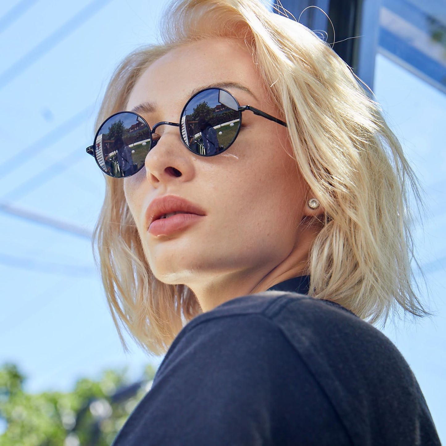 KALIYADI round Polarized Sunglasses for Men Women Retro Metal Hippie Circle Style Sun Glasses UV Protection