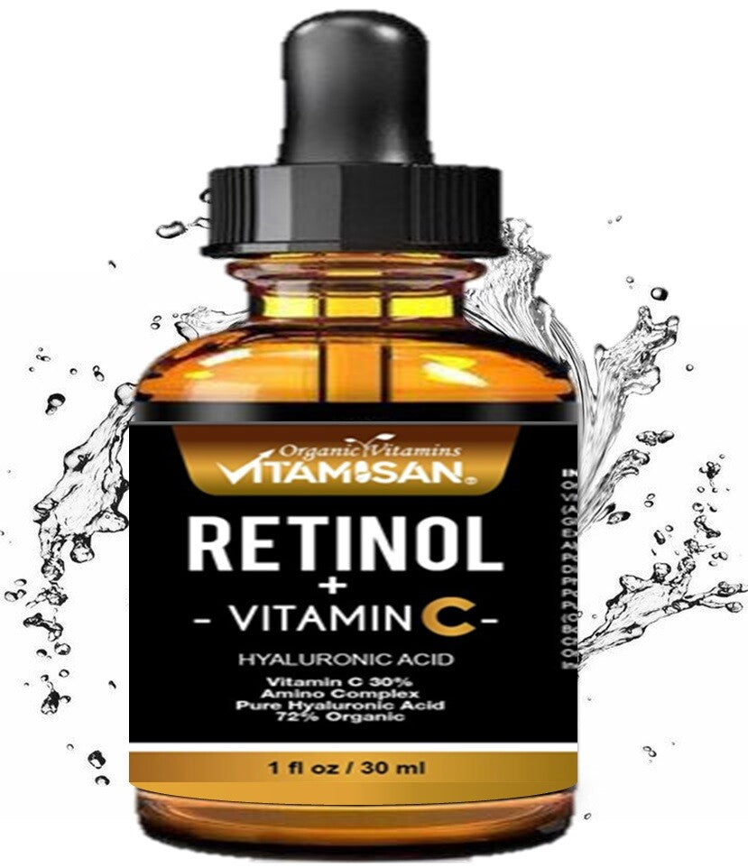 Serum Facial Antiage Vit C 30% + Retinol 5% + Ácido Hialurónico + Vit E – 30 ml | VITAMISAN®