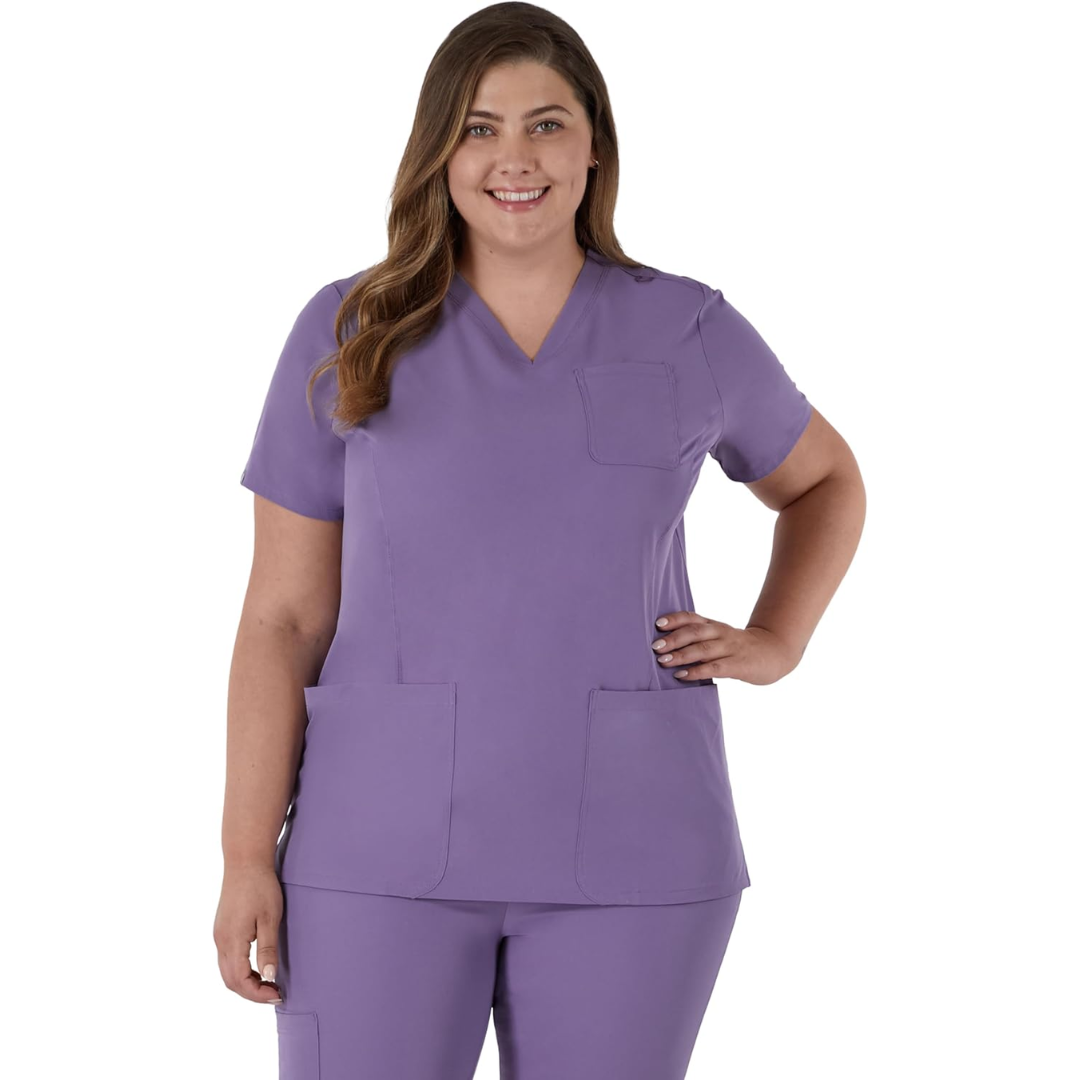 Chaquetilla  para Mujer | Camisetas Sanitarias Elásticas | Absorbe la Humedad | Espalda estilizada | Color: Violeta