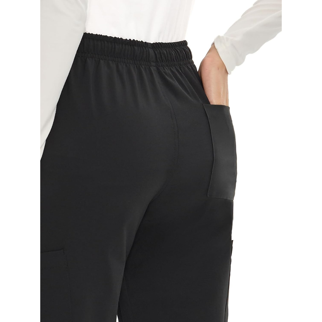 Set Uniforme Médico | Camiseta con Cuello en V y Pantalones de Pierna Recta con Bolsillos | Ropa de Trabajo Unisex | Color: Negro