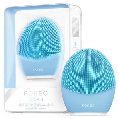 FOREO LUNA™ 3 — Cepillo Facial Sónico (Piel Mixta)  Limpieza de nivel spa en 1 min | Masaje reafirmante T-Sonic vía app | Silicona ultra-higiénica | Resistente al agua | Batería recargable | 2 años de garantía