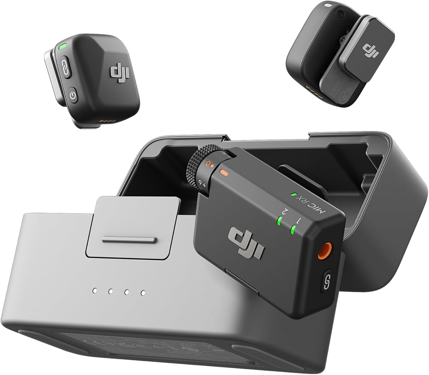 DJI Mic Mini (2 TX + 1 RX + Estuche de Carga) – Micrófono Lavalier Inalámbrico para iPhone, Android, Cámara – 48 h de Uso, Audio Detallado, Cancelación de Ruido, Autolimitador, Vlog, Streaming