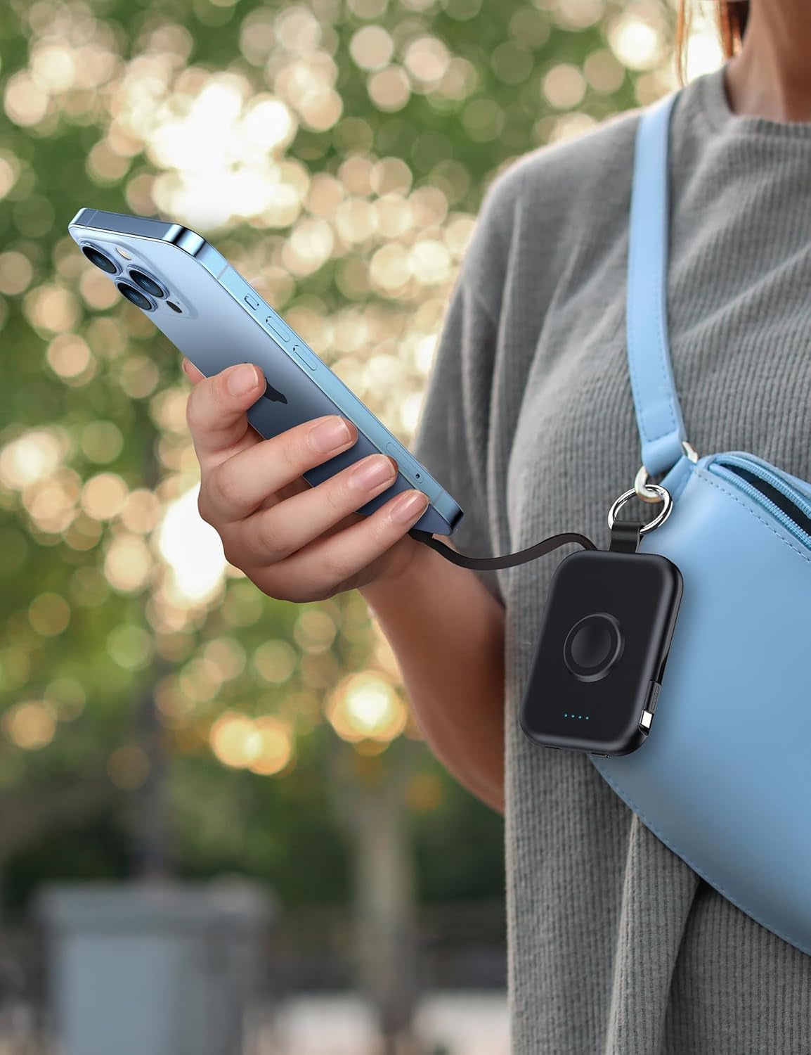 Cargador portatil 5000Mah | Power Bank con 3 entradas | Llavero de viaje | Compatibel para Apple Watch y Iphone