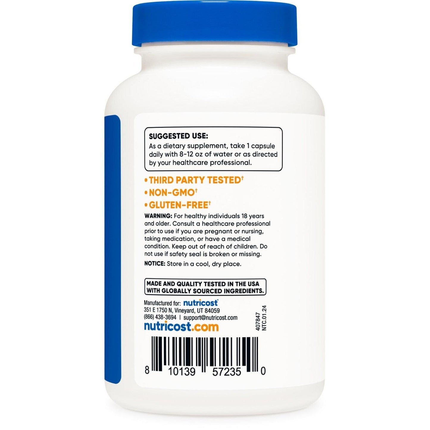 Nutricost Complejo de Vitamina B 460 mg con Vitamina C – 120 Cápsulas