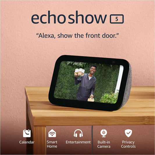 Echo Show 5 (Último modelo) – Pantalla inteligente 5.5", graves 2X y voz más nítida, con Alexa – Color Charcoal
