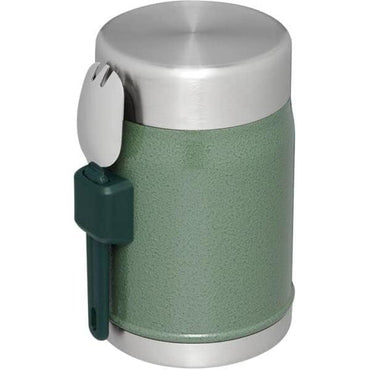 Classic Food Jar and Spork 14 Oz | Vacuum Insulated Thermos Food Container | Wide Mouth Screw on Lid | Packable for Travel | Stainless Steel with Leakproof Lid | Bpa-Free | Hammertone Green