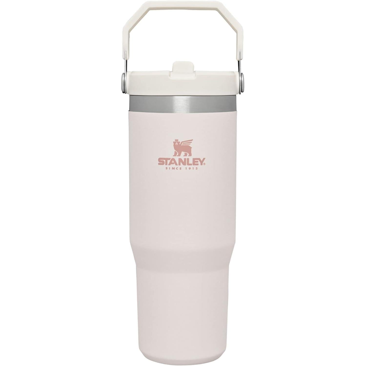 Iceflow Stainless Steel Tumbler with Straw - Vacuum Insulated Water Bottle for Home, Office or Car - Reusable Cup with Straw Leak Resistant Flip - Cold for 12 Hours or Iced for 2 Days (Cream)
