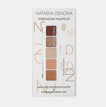Natasha Denona Kit de paleta de sombras de ojos color nude, paleta de sombras de ojos + brocha redonda para mezclar sombras de ojos. Máscara de hoja coreana premium con colágeno