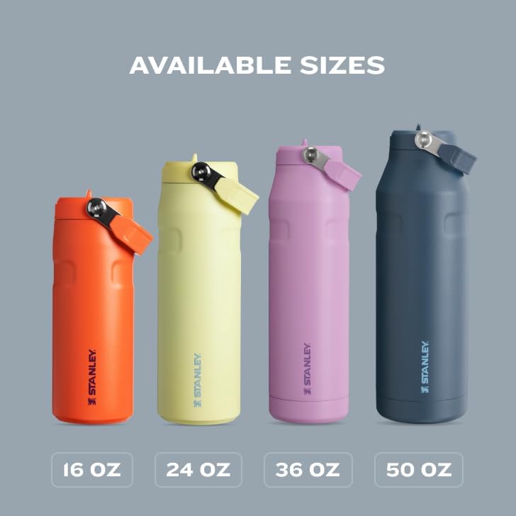 Iceflow Flip Straw 2.0 Water Bottle 36 Oz | Built-In Straw with Larger Opening | Lightweight and Leak Resistant | Insulated Stainless Steel | Bpa-Free | Rose Quartz