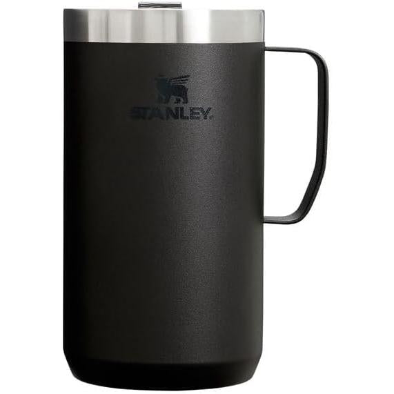 Stay-Hot Camp Mug 24 Oz | Press Fit Drink through Lid | Cup for Coffee, Tea and Drinks | Insulated Stainless Steel Coffee Mug | Bpa-Free | Hammertone Silver