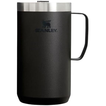 Stay-Hot Camp Mug 24 Oz | Press Fit Drink through Lid | Cup for Coffee, Tea and Drinks | Insulated Stainless Steel Coffee Mug | Bpa-Free | Hammertone Silver