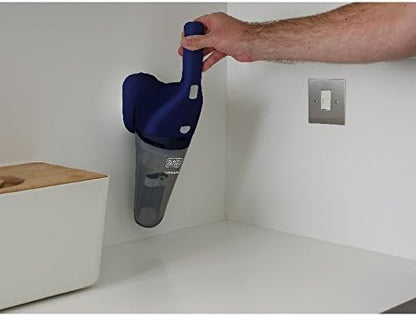 Aspiradora de Mano Inalámbrica BLACK+DECKER Dustbuster QuickClean, Compacta con Batería de Litio 2Ah, Base de Pared, Cepillo y Boquilla – Azul Cobalto 