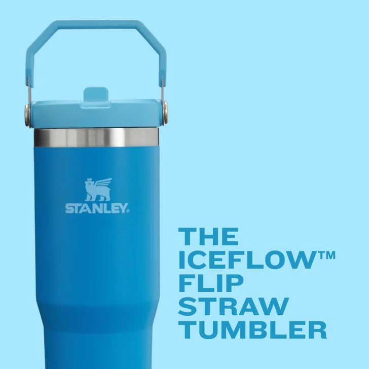 Iceflow Stainless Steel Tumbler with Straw - Vacuum Insulated Water Bottle for Home, Office or Car - Reusable Cup with Straw Leak Resistant Flip - Cold for 12 Hours or Iced for 2 Days (Cream)