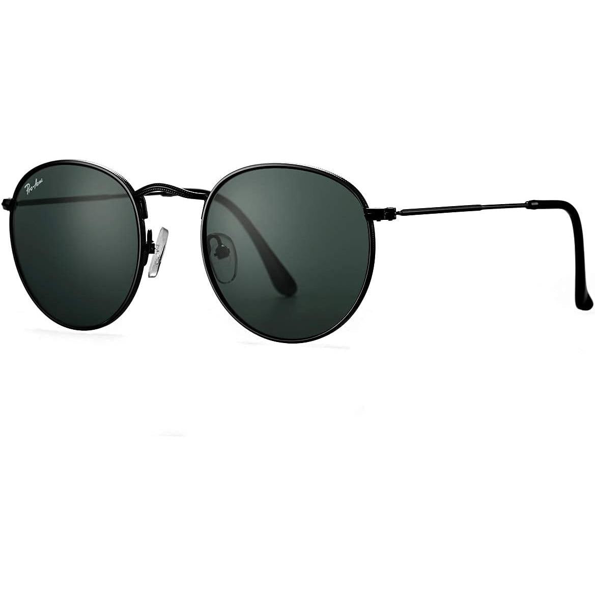 Pro Acme round Sunglasses for Women Men Classic Retro Circle Metal Sun Glasses 100% Real Glass Lens