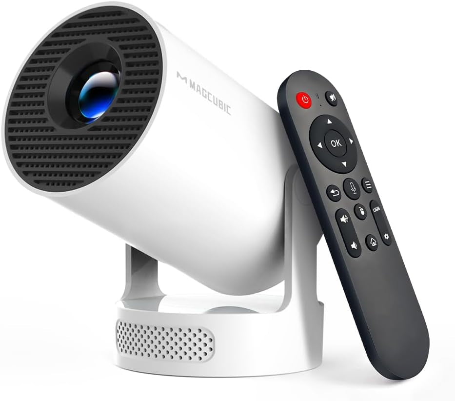 Mini Proyector HY300Pro+ | Soporte 4K, WiFi 6 y Bluetooth 5.4 | Parlante Integrado 5W | Giro 180°, Keystone Automático y Control Air Mouse | Cine Portátil para Casa y Exterior
