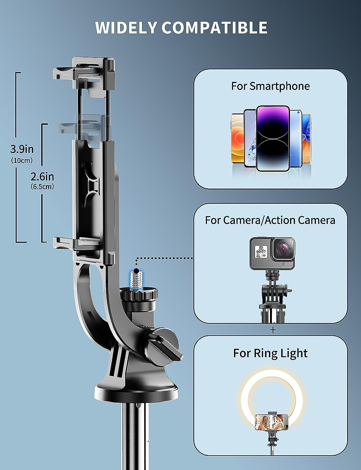 Trípode + Selfie Stick 2-en-1 de 71" con Control Remoto | Rotación 360° | Compatible iPhone/Android y Cámaras (Rosca 1/4")