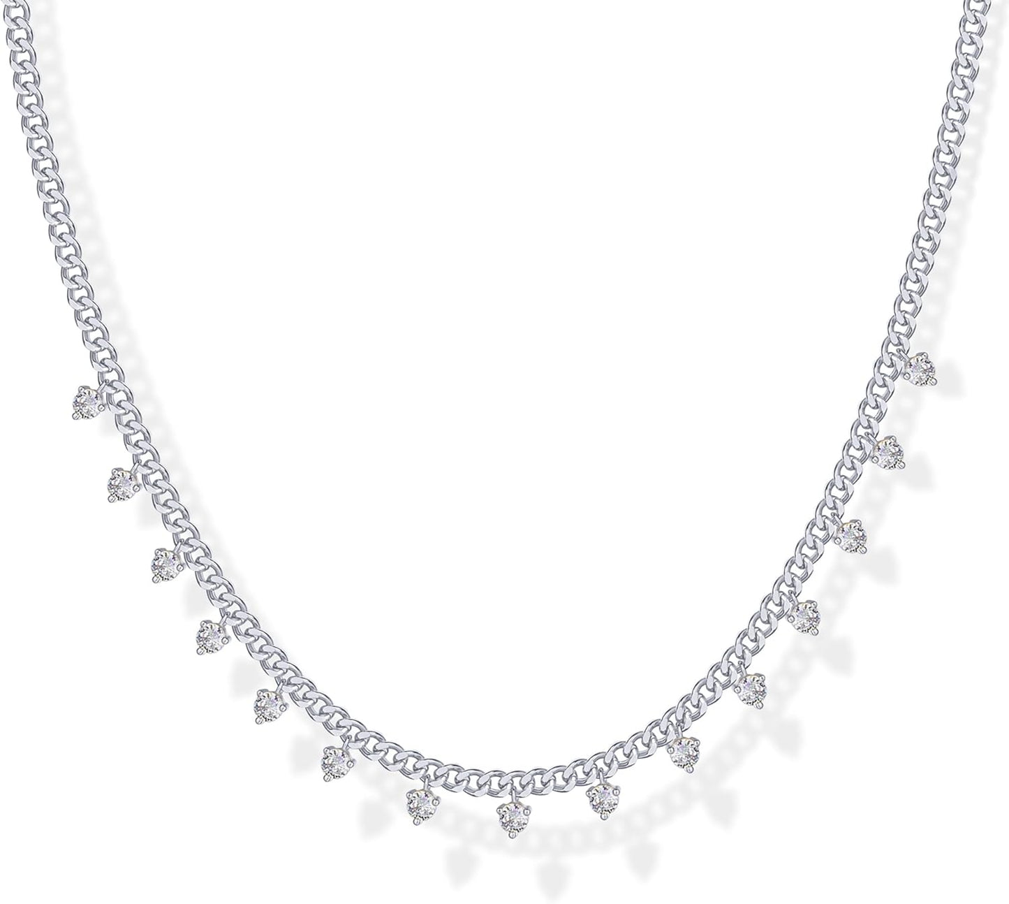 Collar de Estaciones para Mujer | Baño en Oro 14K | Cadena Fina con Circonitas Simuladas | Joyería de Moda para Capas y Looks Elegantes