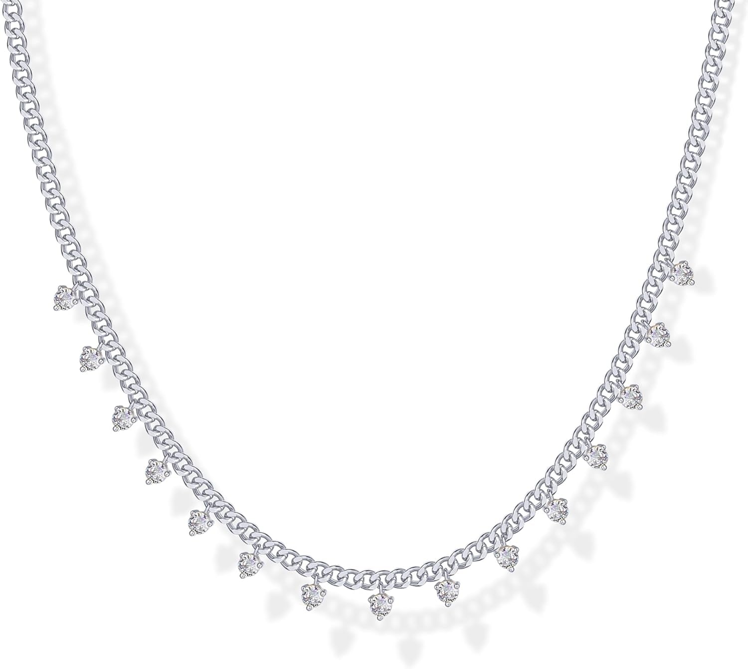 Collar de Estaciones para Mujer | Baño en Oro 14K | Cadena Fina con Circonitas Simuladas | Joyería de Moda para Capas y Looks Elegantes