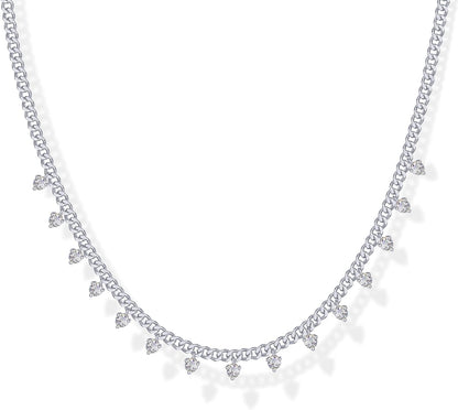 Collar de Estaciones para Mujer | Baño en Oro 14K | Cadena Fina con Circonitas Simuladas | Joyería de Moda para Capas y Looks Elegantes